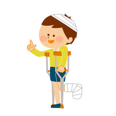 怪我をし松葉杖を使うキッズ