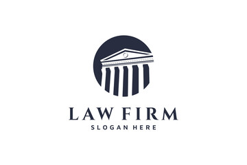 pillar office building with silhouette style law logo design