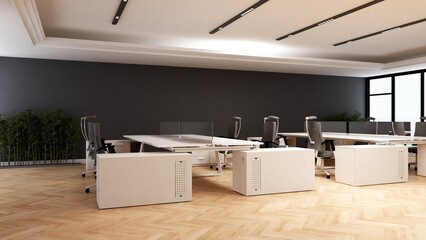 office area with blank wall 3d design interior
