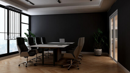 Naklejka na ściany i meble modern office meeting room for company wall logo mockup