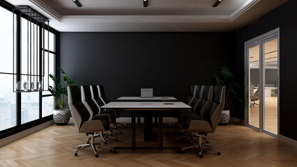 modern office meeting room for company wall logo mockup