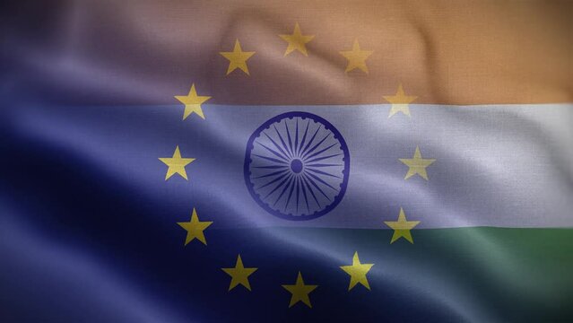 EU India Flag Loop Background 4K