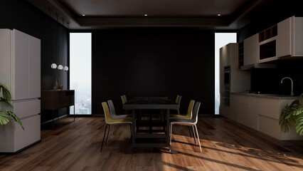 office pantry area 3d render interior design