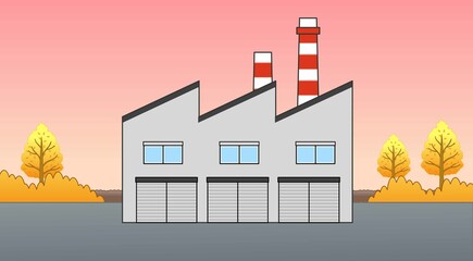 煙突のある工場