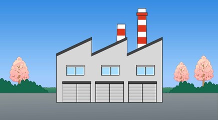 煙突のある工場