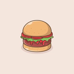 cute cartoon burger. vector illustration for mascot logo or sticker