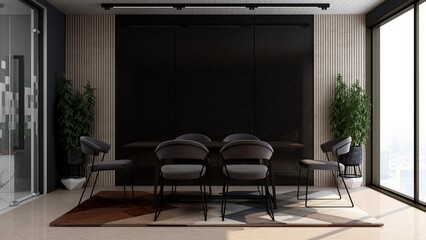 Fototapeta na wymiar modern office meeting room for company wall logo mockup