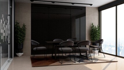 Obraz na płótnie Canvas modern office meeting room for company wall logo mockup