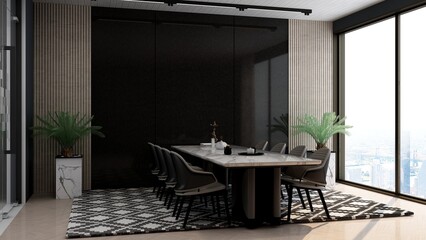 modern office meeting room for company wall logo mockup