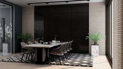 modern office meeting room for company wall logo mockup