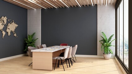 modern office meeting room for company wall logo mockup