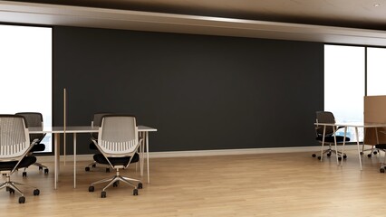 office area with blank wall 3d design interior