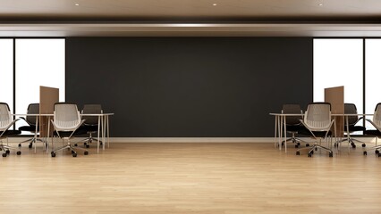 office area with blank wall 3d design interior