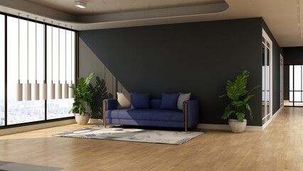 modern office lounge wall logo mockup