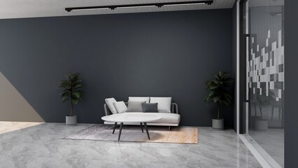 modern office lounge wall logo mockup