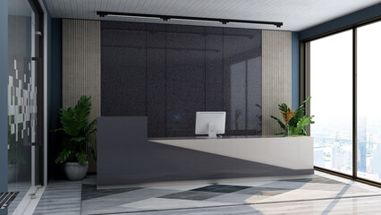 blank office wall in the reception room for company logo mockup