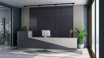 blank office wall in the reception room for company logo mockup