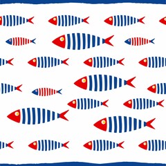 Seamless sardine fish pattern is suitable for packaging paper, wallpaper, textiles, fabric, clothing. Children's and adult themes.