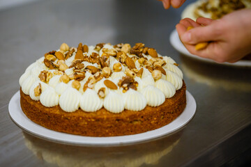 Nuts and banana cake in progress
