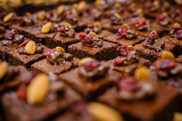 Brownies with almonds and cranberry