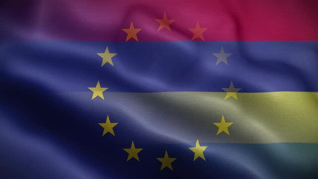 EU Mauritius Flag Loop Background 4K