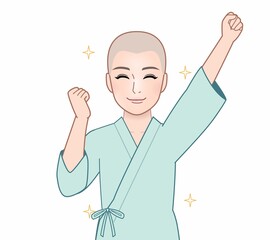 病気で剃髪した女性