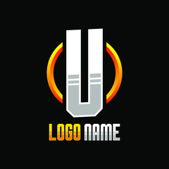 Initial U Gaming Logo Design Template Inspiration, Vector Illustration.