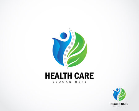 Health care logo creative spine medical nature icon design vector
