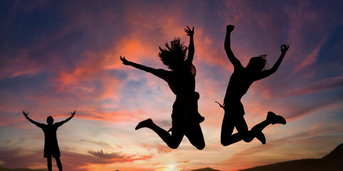 silhouette of a person jumping