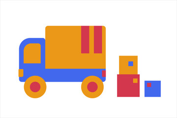 Truck icon and delivery concept. Bright vector and illustration. Moving from one house to another.