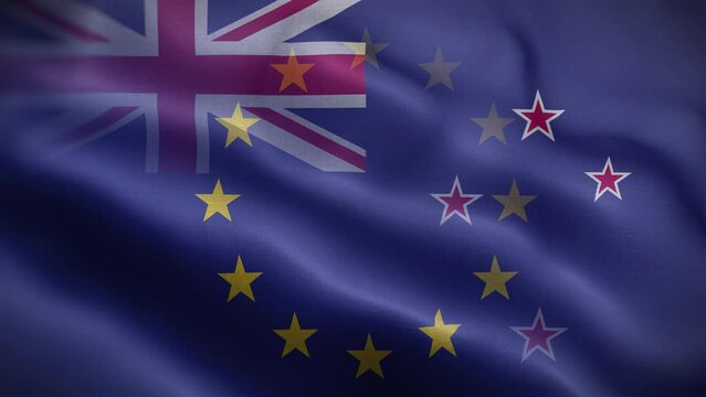 EU New Zealand Flag Loop Background 4K