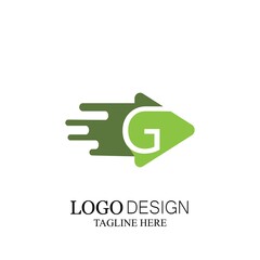 motion triangle play letter g half logo design