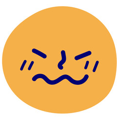 Woozy face vector illustration in flat color design