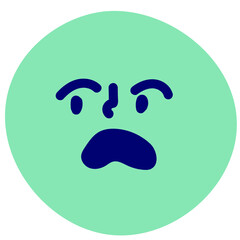 Anguished face vector illustration in flat color design