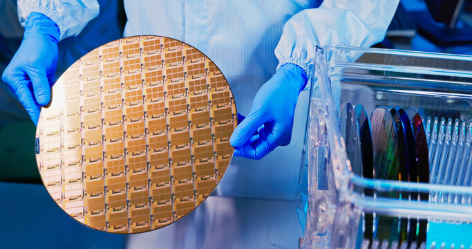 technician with wafer