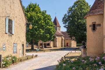 Place de l'église Saint-Anne à Nohant-Vic - Indre - obrazy, fototapety, plakaty