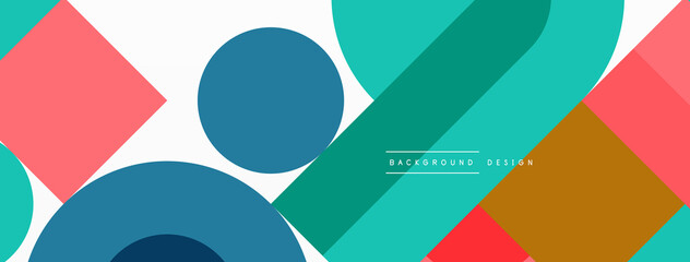 Minimal geometric abstract background. Circle square and triangle design. Trendy techno business template for wallpaper, banner, background or landing © antishock