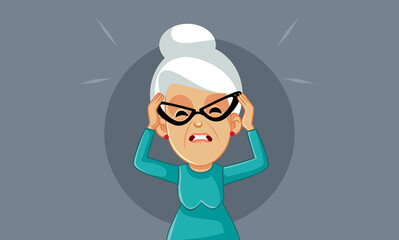 Stressed Exasperated Grandmother Vector Cartoon Illustration
