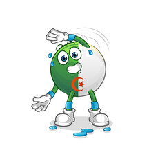 algerian flag stretching character. cartoon mascot vector