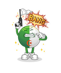 algerian flag warning shot mascot. cartoon vector