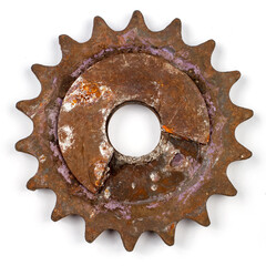 Damaged gear on a white background.