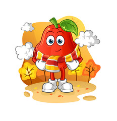 water apple in the autumn. cartoon mascot vector