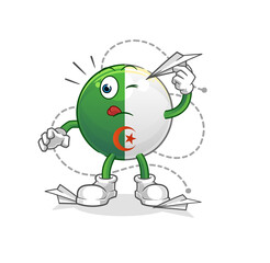 algerian flag with paper plane character. cartoon mascot vector