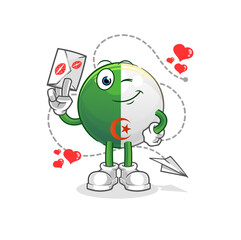 algerian flag hold love letter illustration. character vector