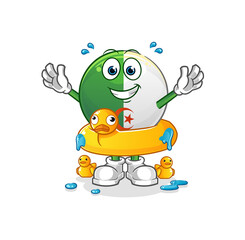 algerian flag with duck buoy cartoon. cartoon mascot vector