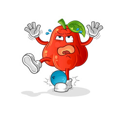 water apple hiten by bowling cartoon. cartoon mascot vector