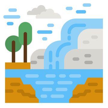 Waterfall Flat Icon