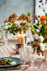 Easter table with nice flowers