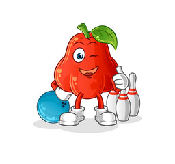 water apple play bowling illustration. character vector
