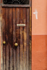 old door with   lock and handle
